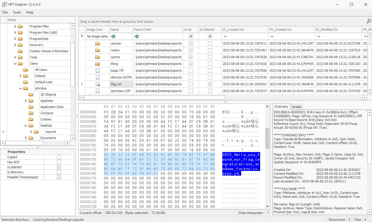 MFT Confirmation screenshot