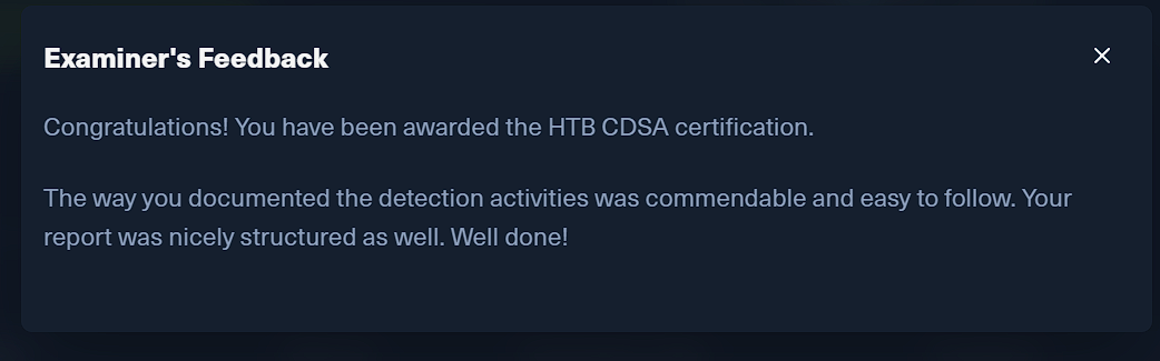 Examiner feedback on the investigation and report